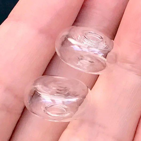 17mm Flat Round Glass Bubble | Glass Vial Stud Earrings DIY | Jewelry Findings (2 pcs / 17mm x 7mm)