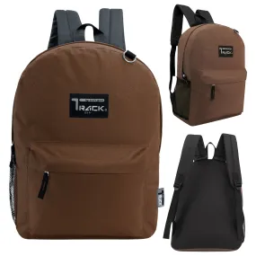 17" Classic Kids Wholesale Backpacks in Brown | Bulk Case of 24 Bookbags