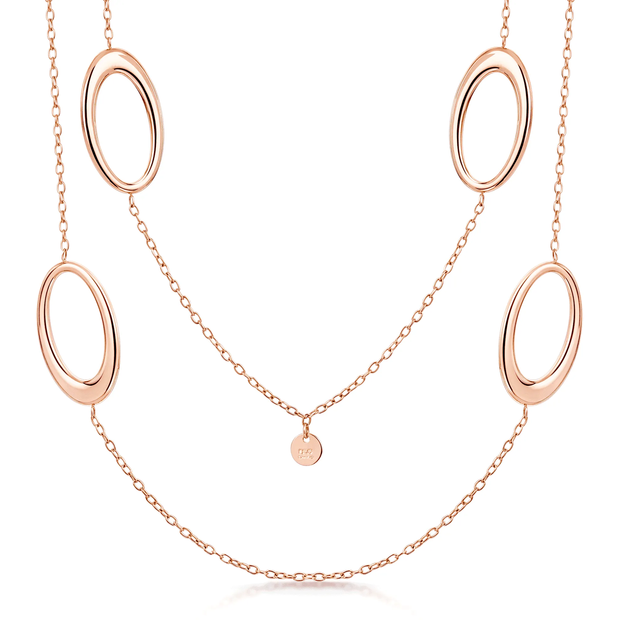 18ct Rose Gold Ellipse Collection Six Open Link Necklace