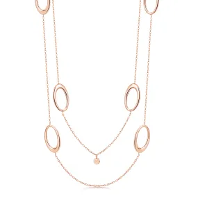 18ct Rose Gold Ellipse Collection Six Open Link Necklace