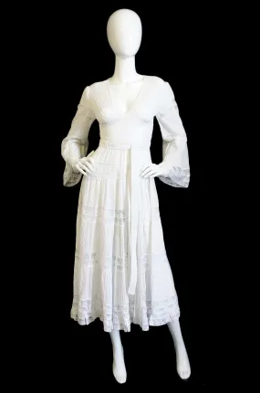 1950s White Mexican Wedding Dress