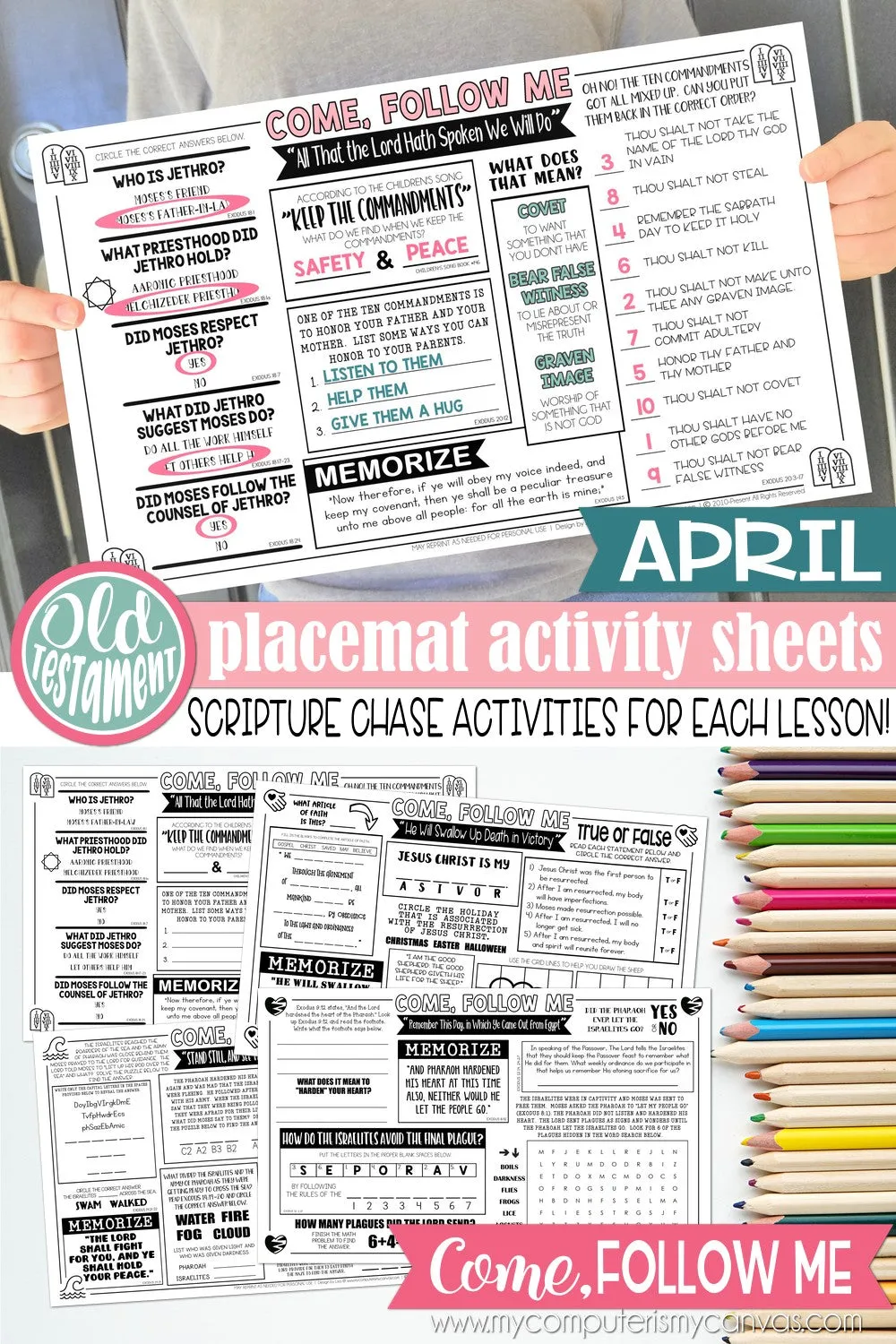 2022 CFM Old Testament Placemat Activity Sheets {APRIL} PRINTABLE