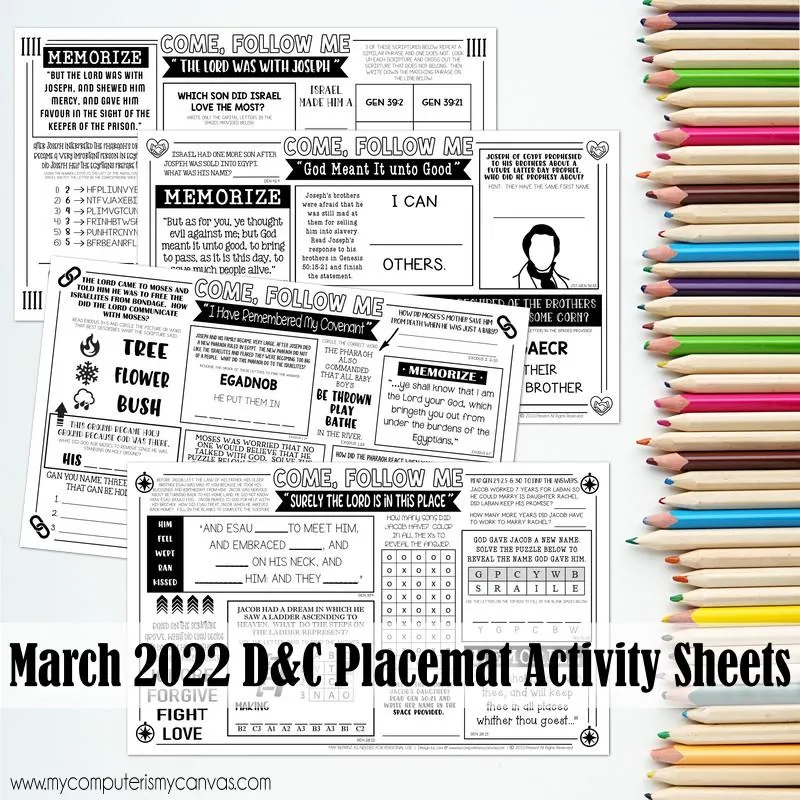 2022 CFM Old Testament Placemat Activity Sheets {MARCH} PRINTABLE