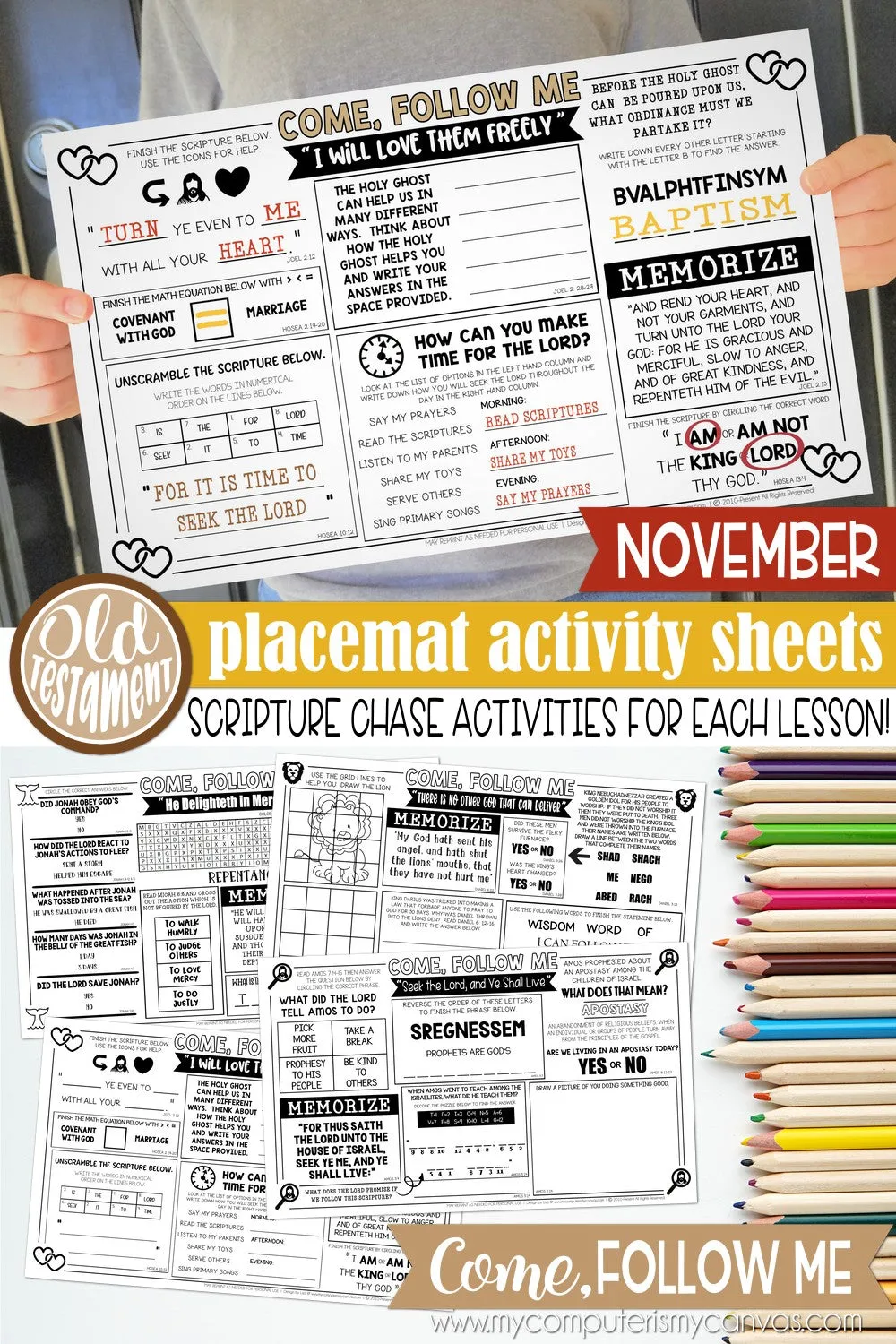 2022 CFM Old Testament Placemat Activity Sheets {NOVEMBER} PRINTABLE