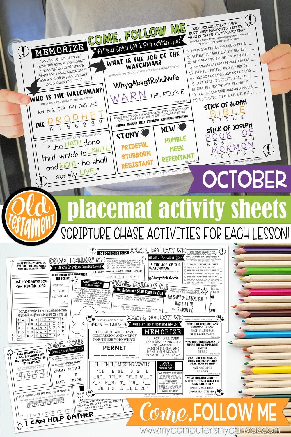 2022 CFM Old Testament Placemat Activity Sheets {OCTOBER} PRINTABLE