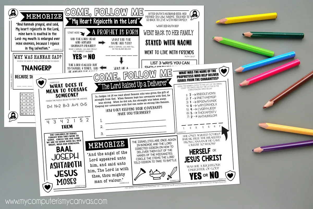 2022 CFM Old Testament Placemat Activity Sheets {OCTOBER} PRINTABLE