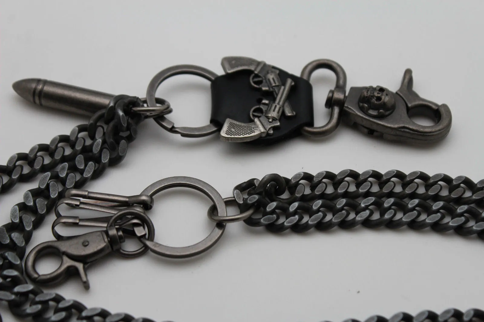 20" Key Holder & Wallet Chain with Guns & Bullet Charm