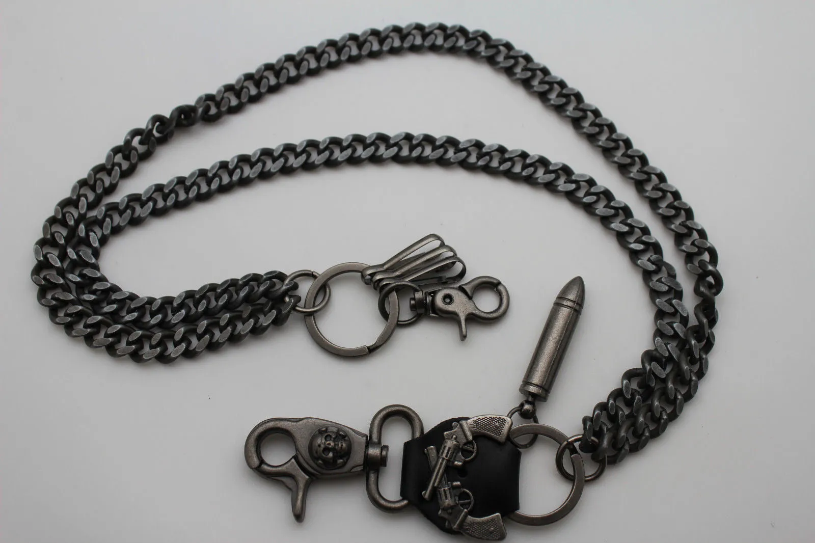 20" Key Holder & Wallet Chain with Guns & Bullet Charm