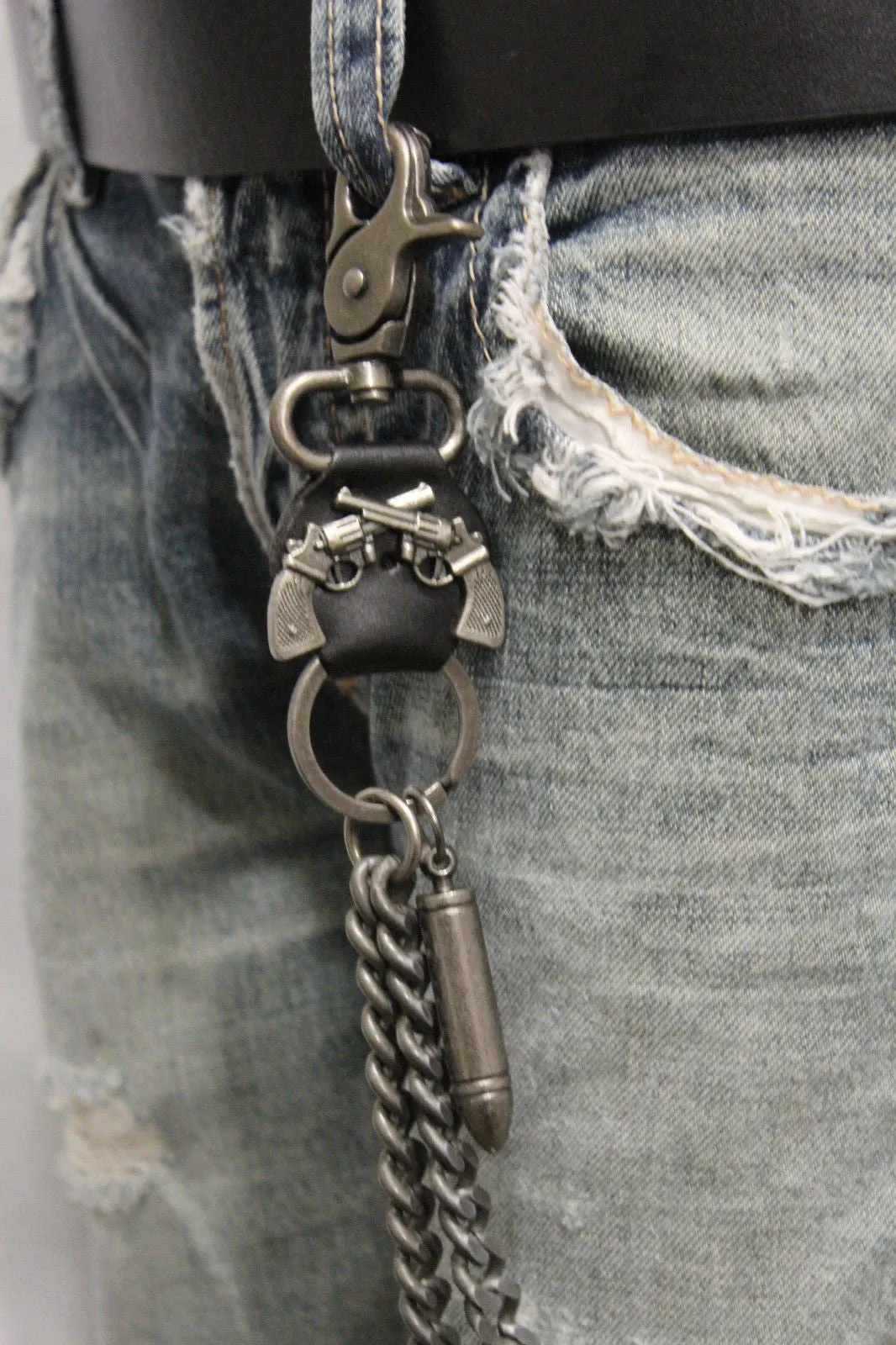 20" Key Holder & Wallet Chain with Guns & Bullet Charm