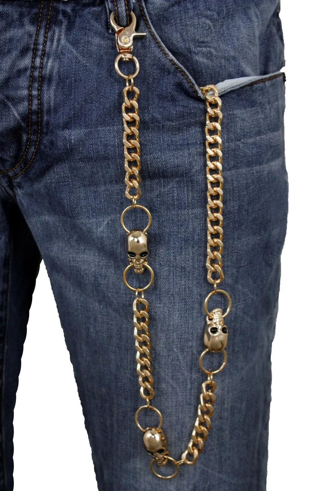 24" 3-Skull Wallet Chain