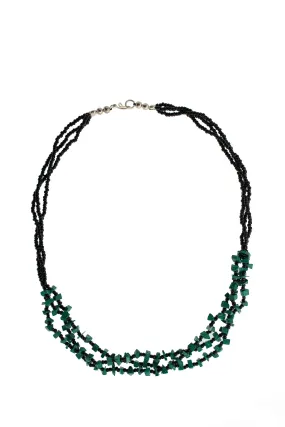 3 Strand Chip Necklace Green