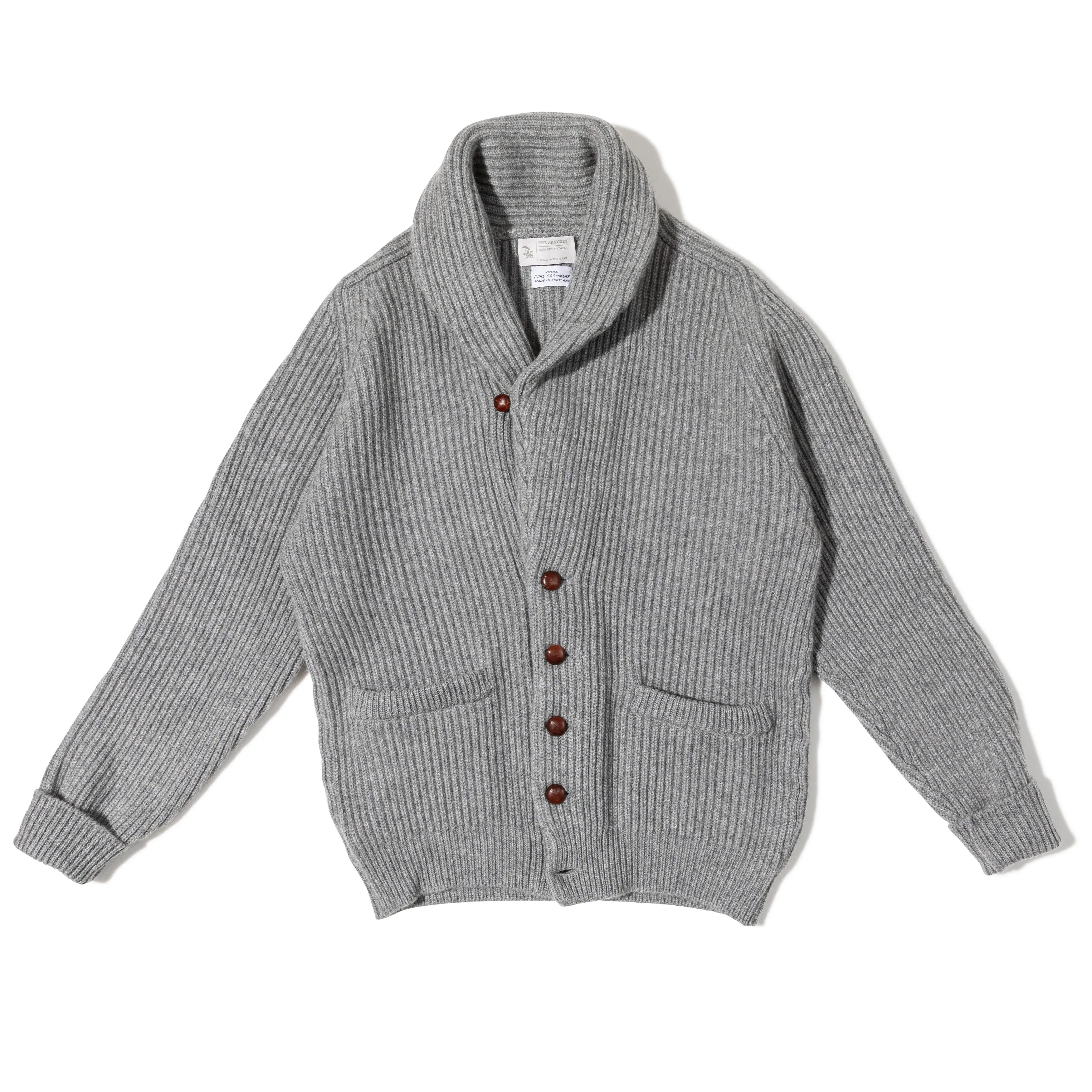 4-ply Cashmere Shawl-collar Cardigan