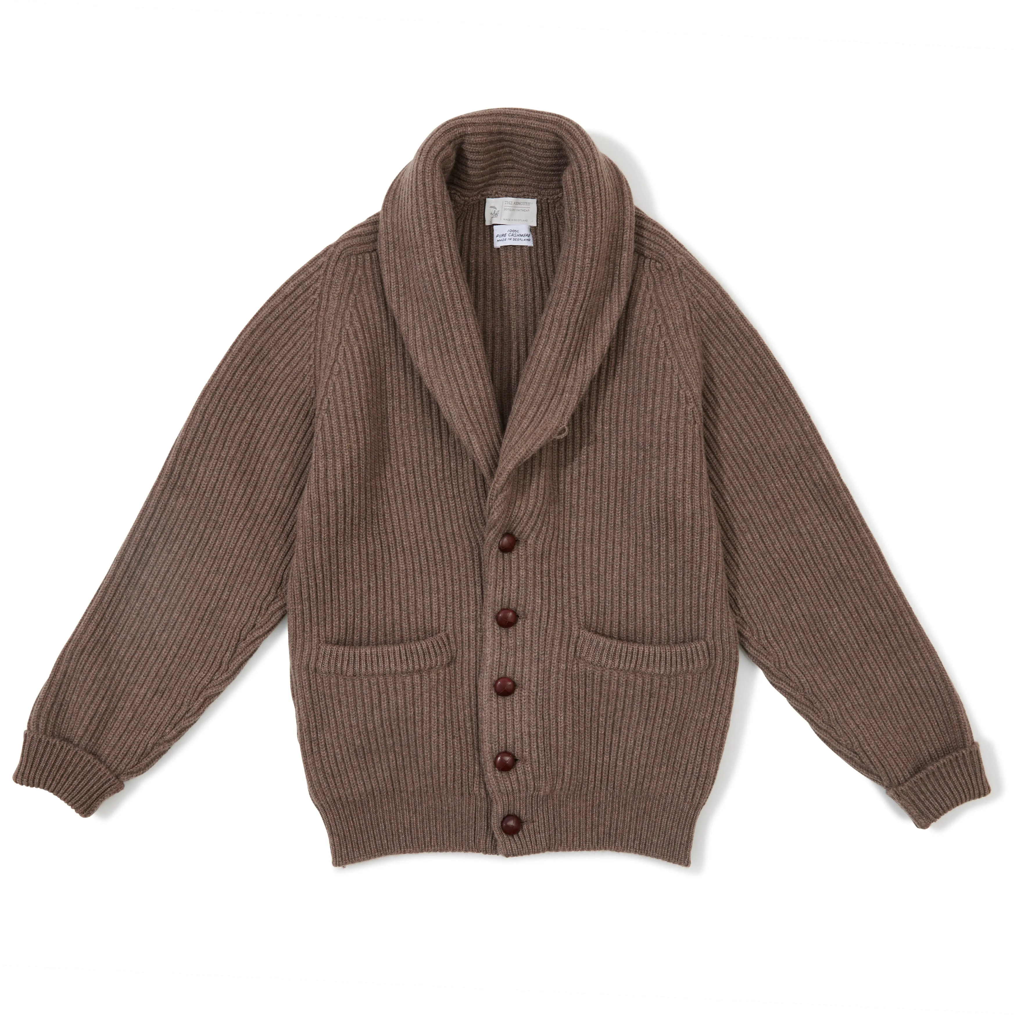 4-ply Cashmere Shawl-collar Cardigan