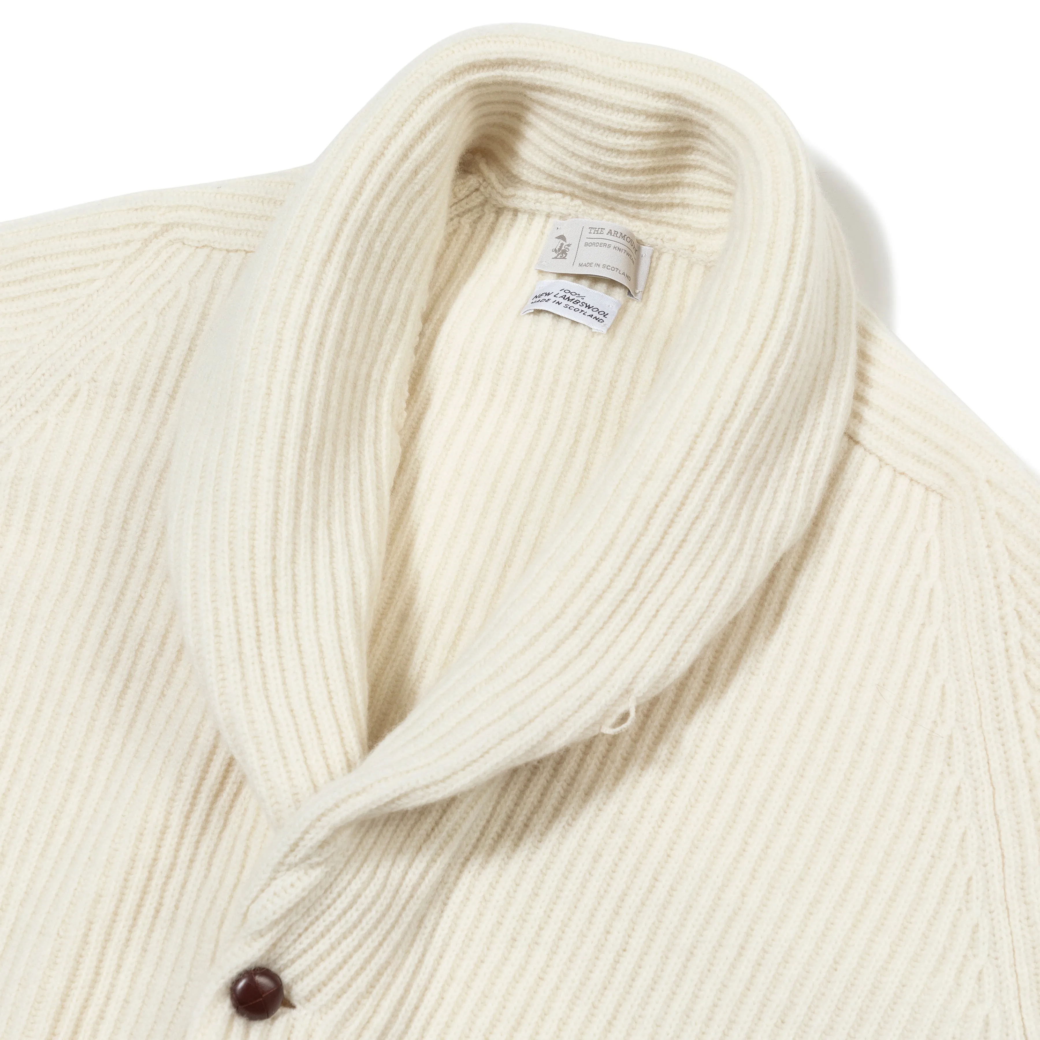 4-ply Lambswool Shawl-collar Cardigan