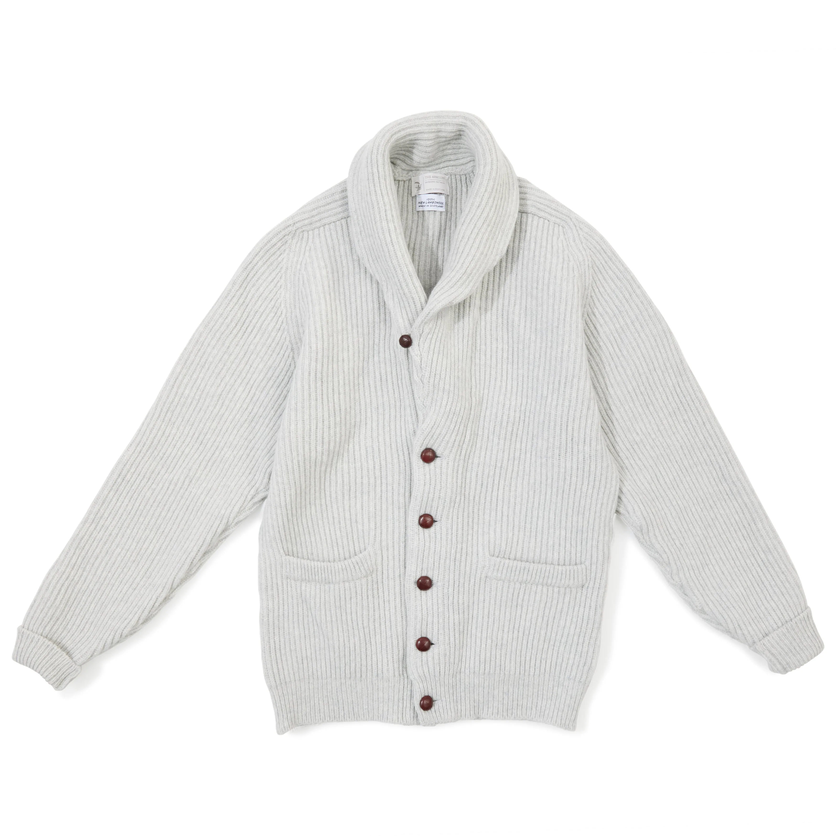 4-ply Lambswool Shawl-collar Cardigan