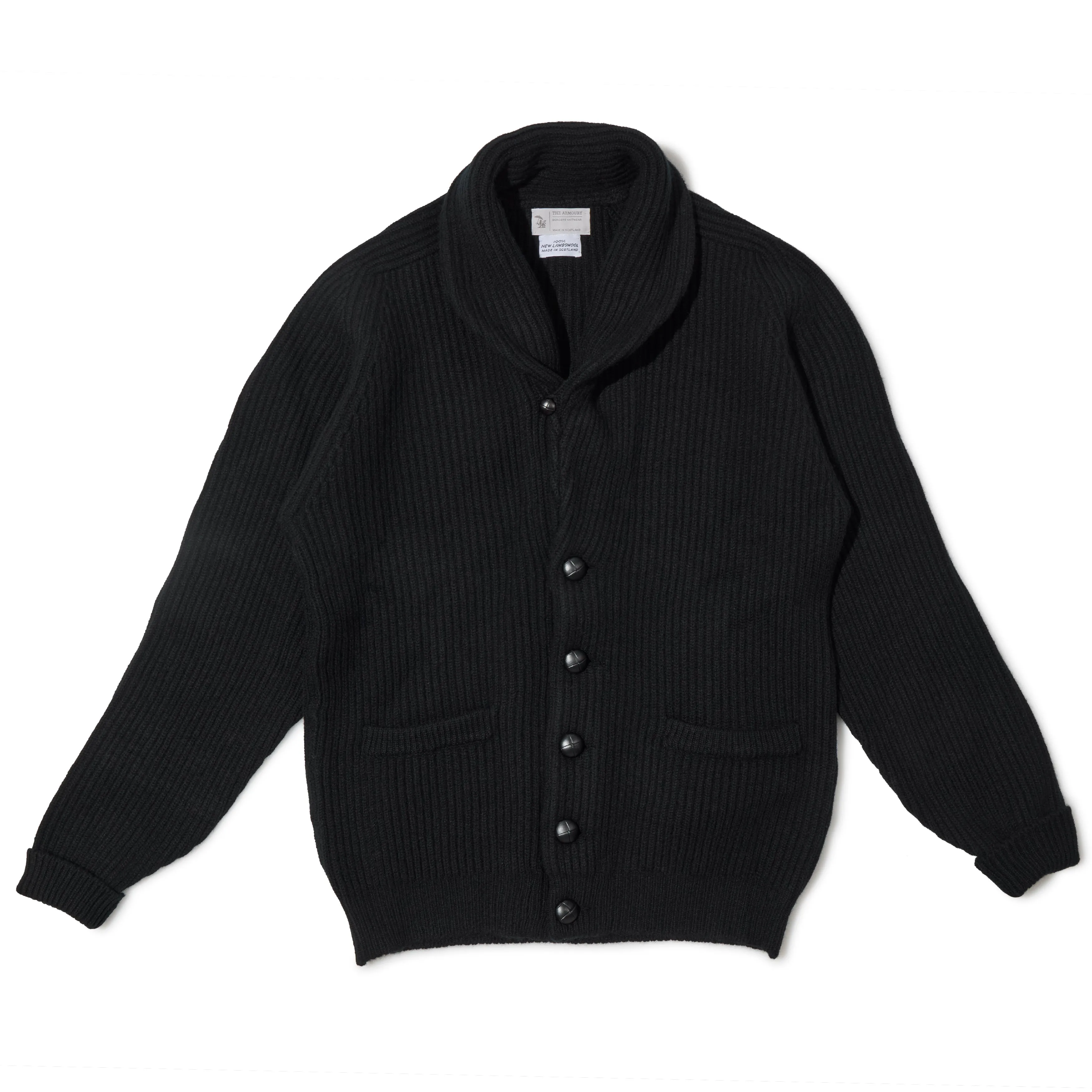 4-ply Lambswool Shawl-collar Cardigan