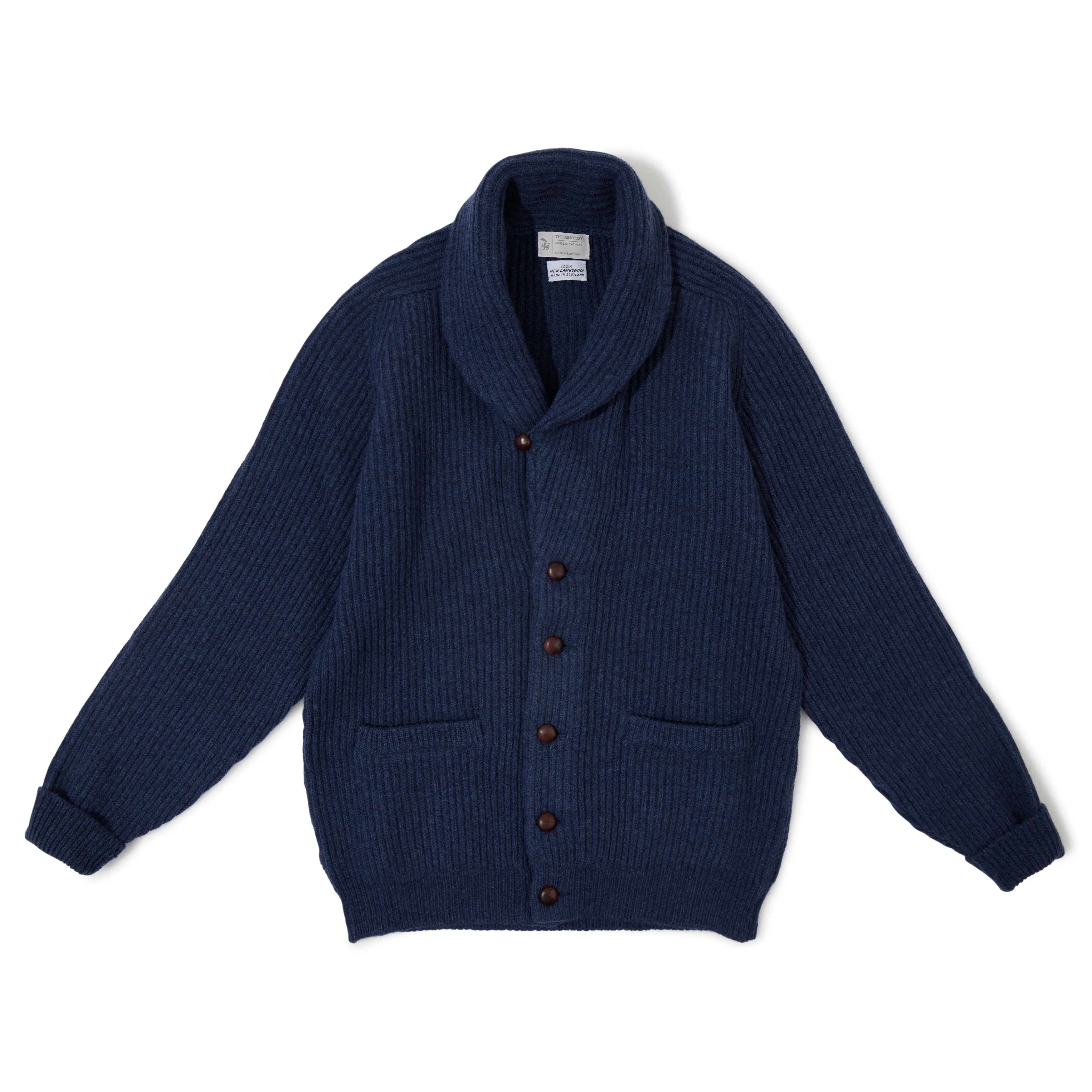 4-ply Lambswool Shawl-collar Cardigan