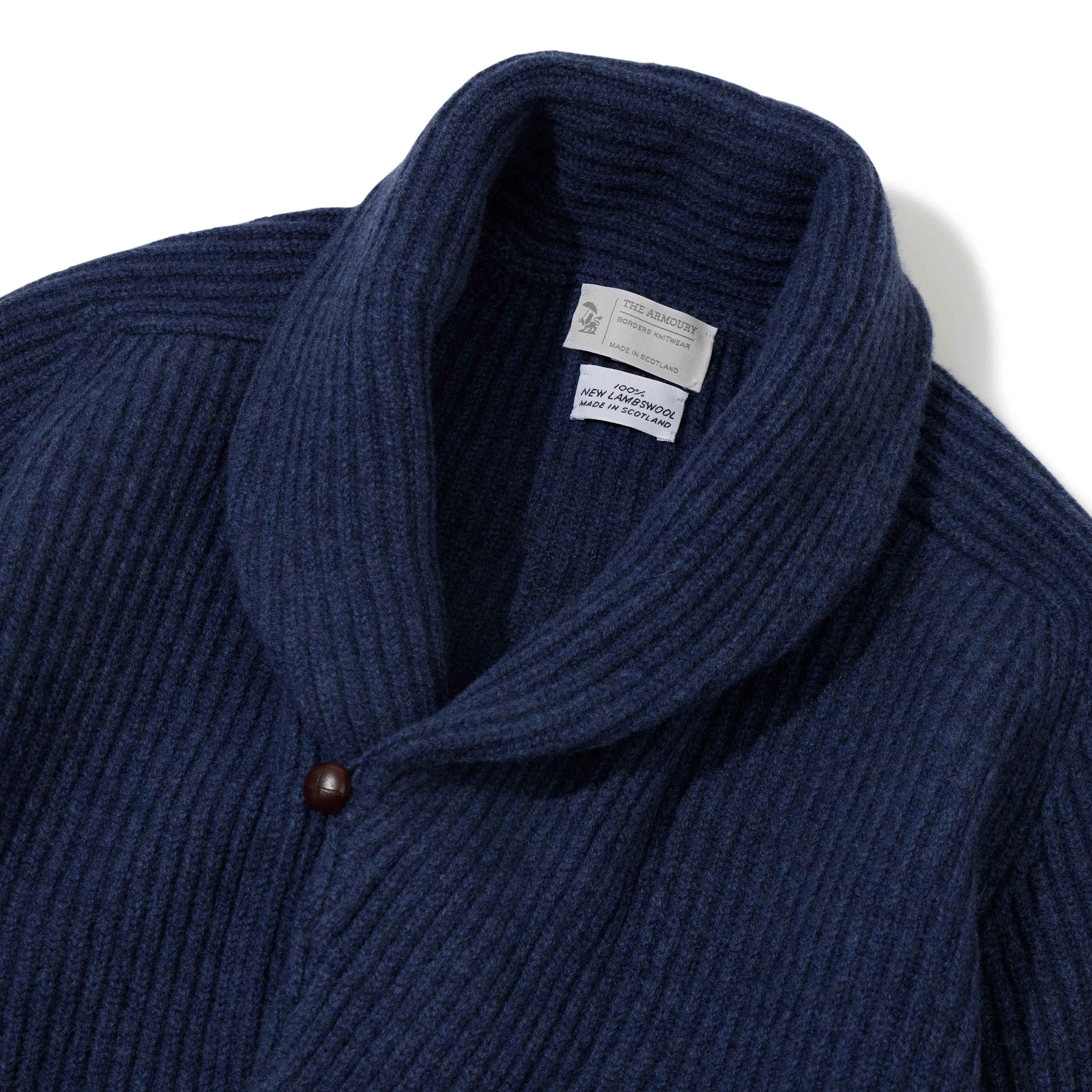 4-ply Lambswool Shawl-collar Cardigan