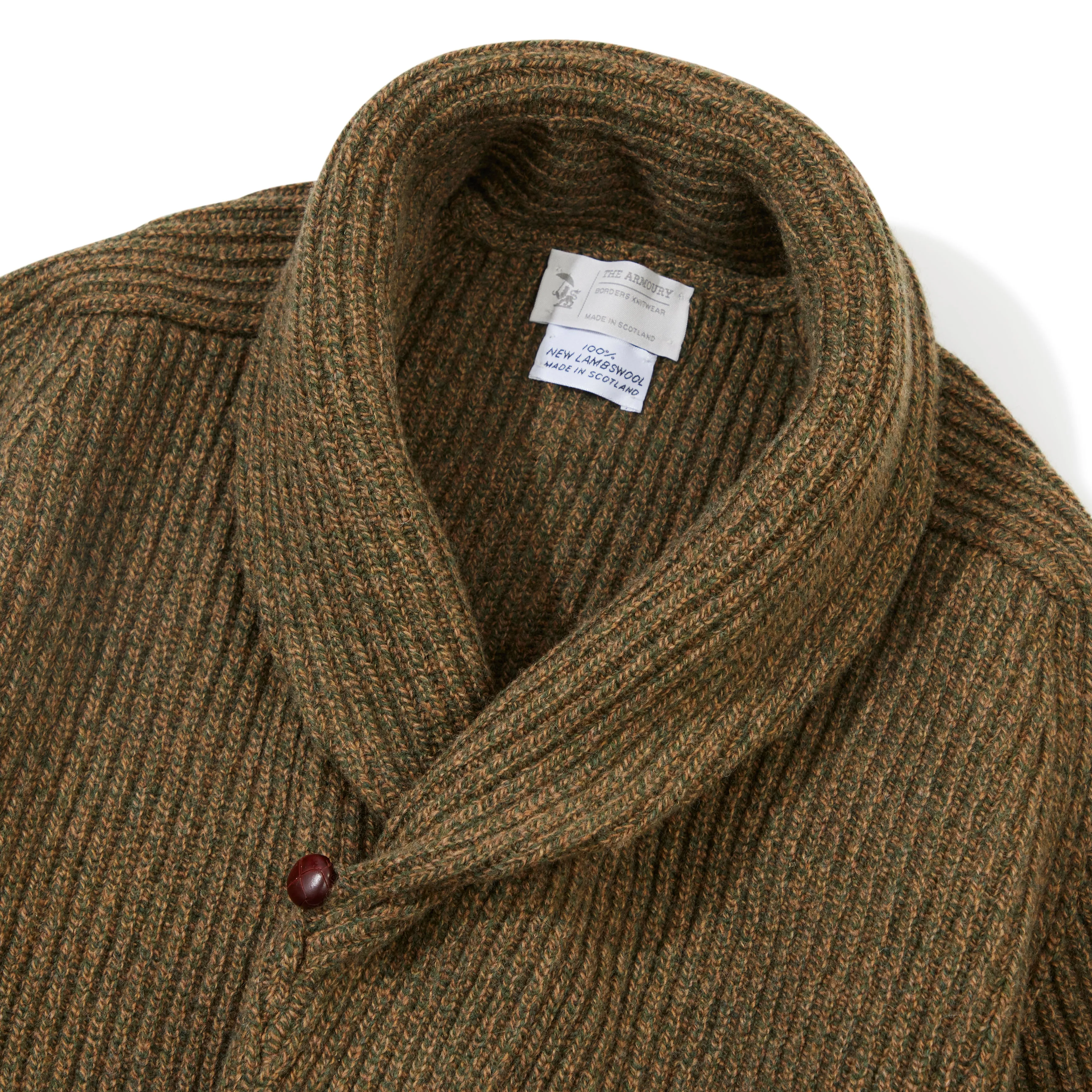 4-ply Lambswool Shawl-collar Cardigan