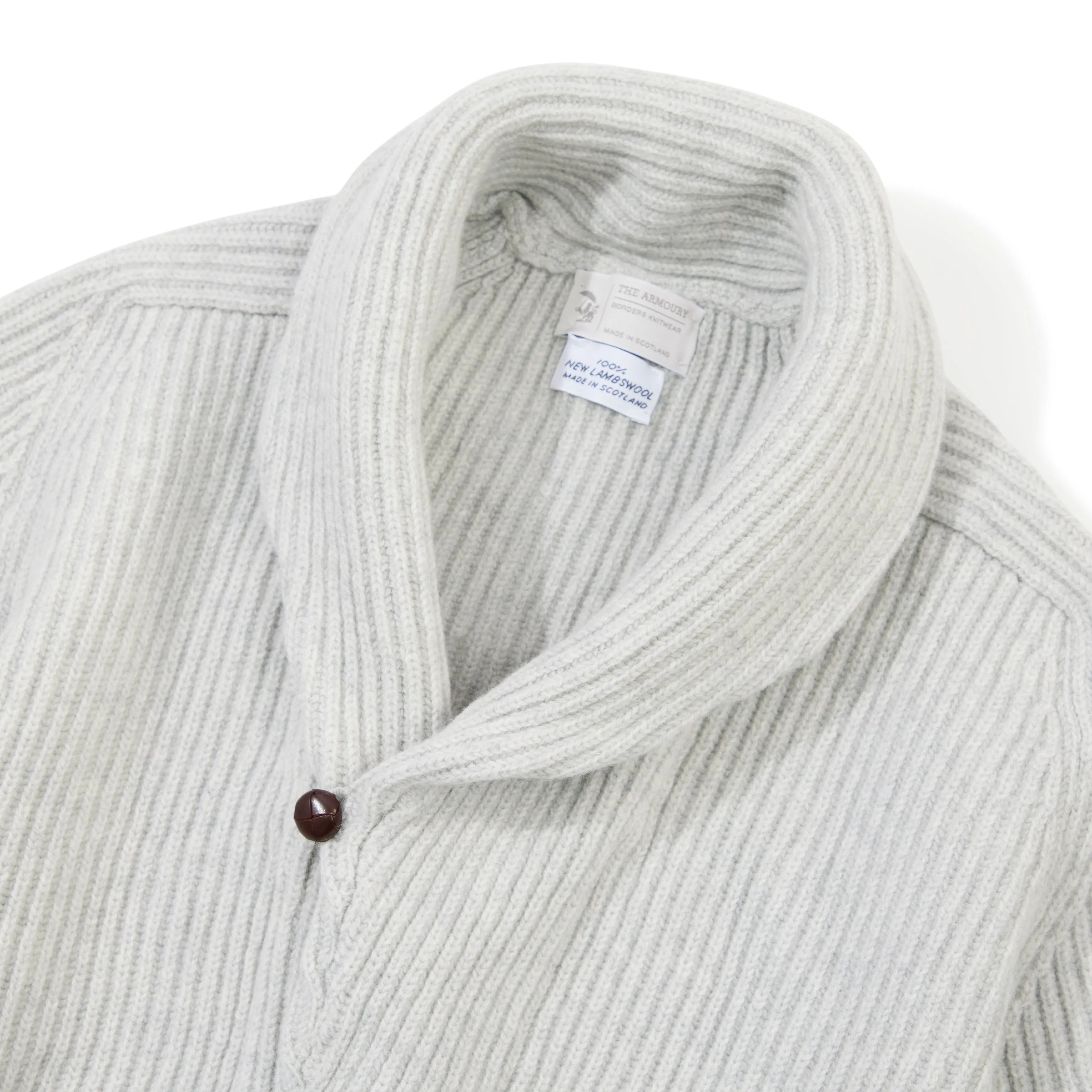 4-ply Lambswool Shawl-collar Cardigan