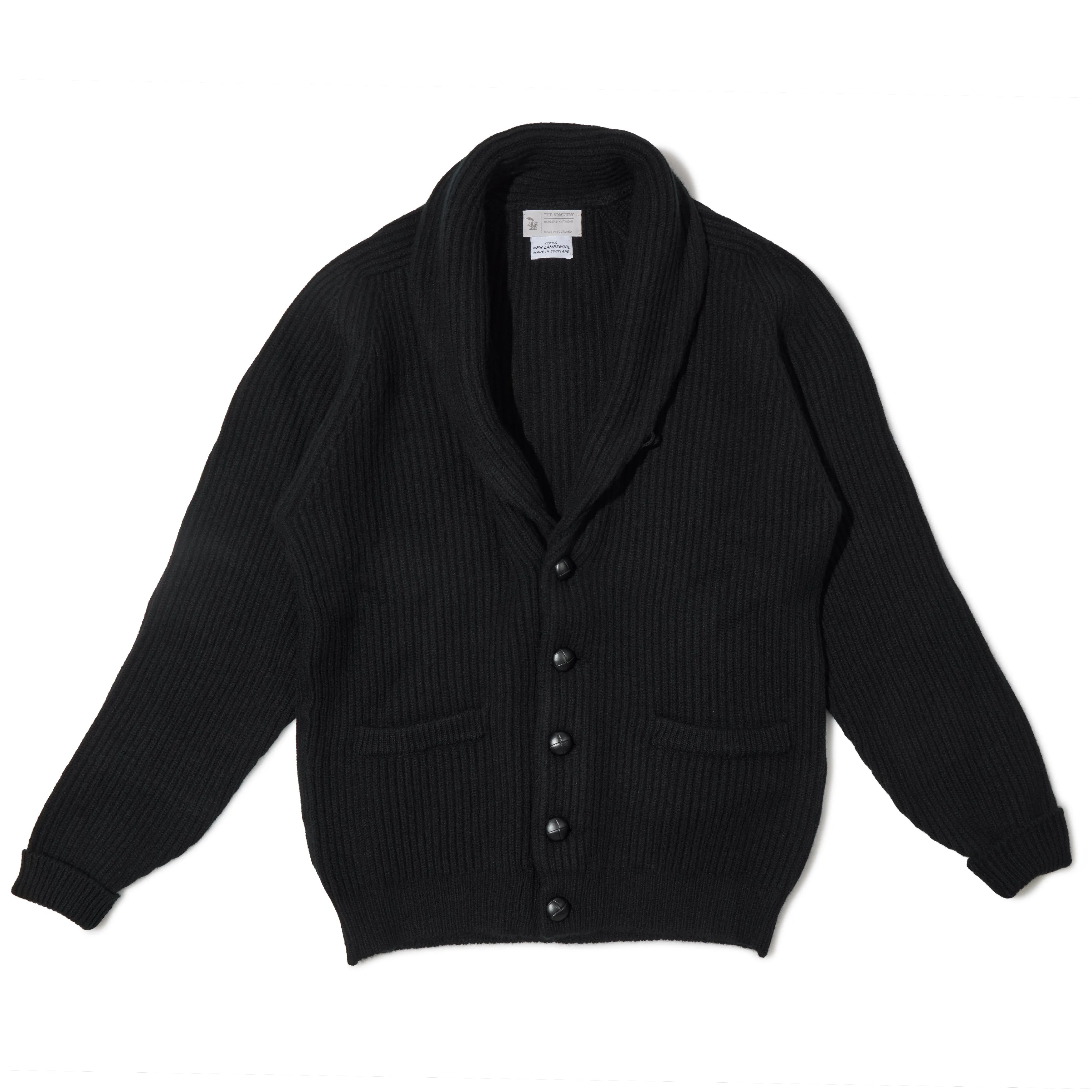 4-ply Lambswool Shawl-collar Cardigan