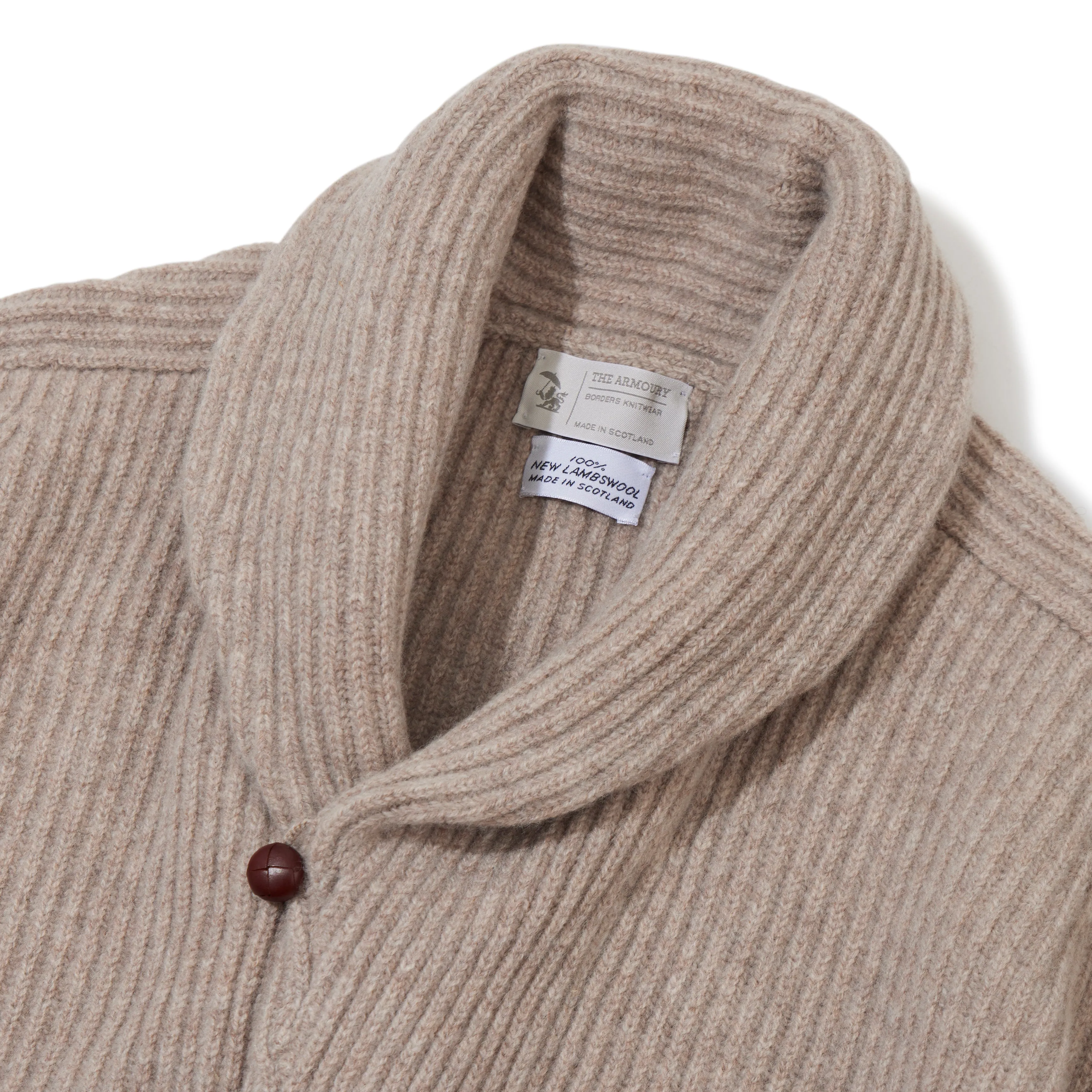 4-ply Lambswool Shawl-collar Cardigan