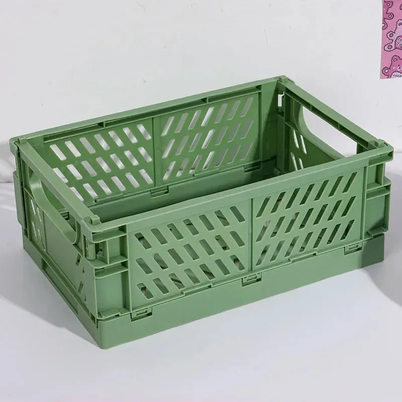 5 Color Organizing Storage Baskets Case Folding Student Desktop Basket Tape Stationery Plastic Foldable Container Storage Box