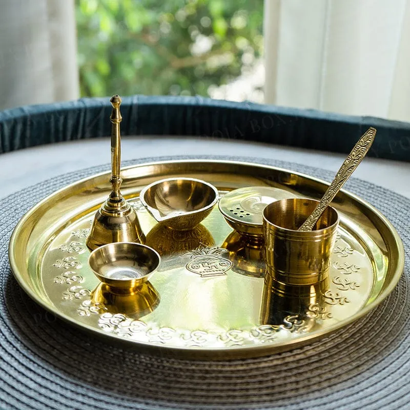 7 Piece Brass Pooja Thali Set