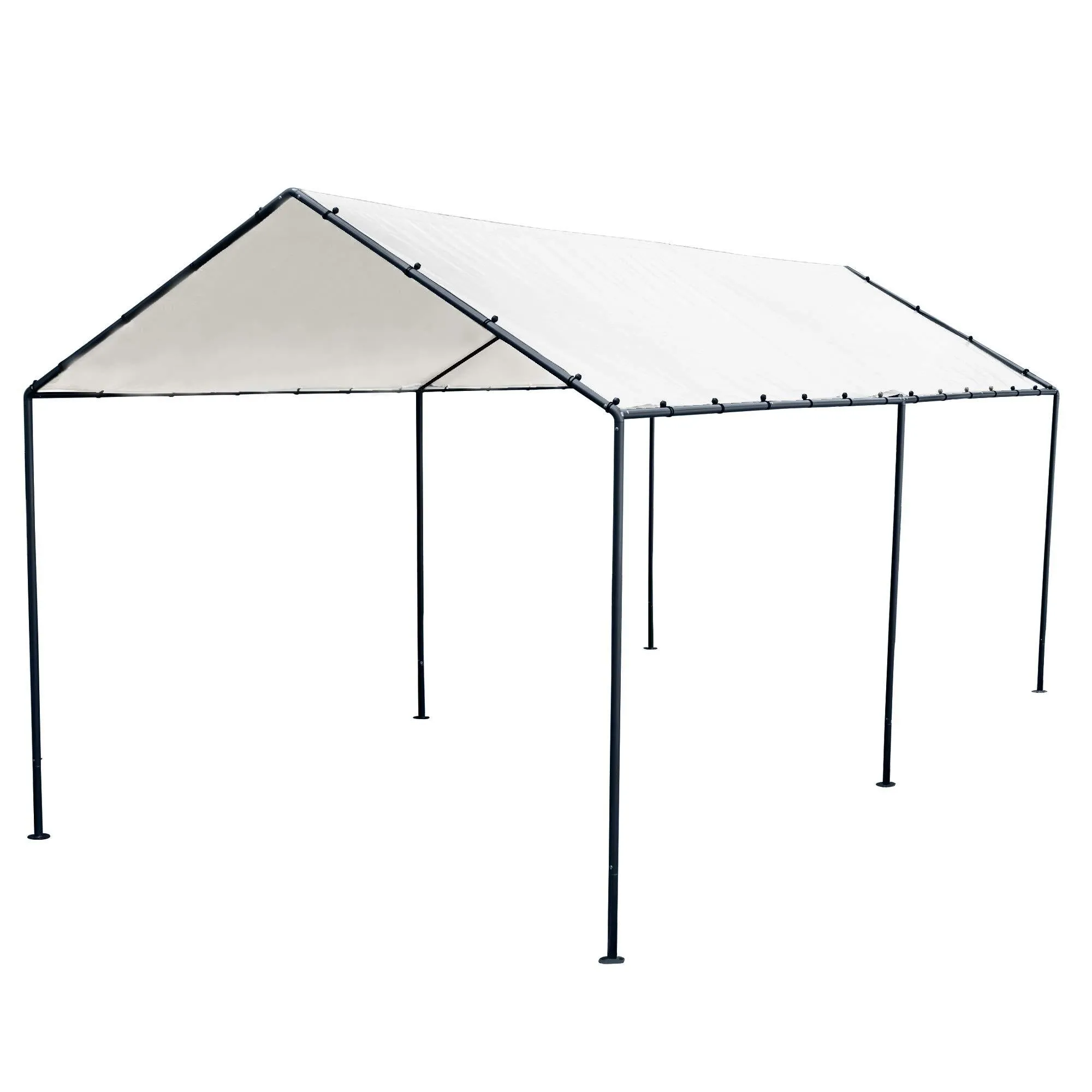 Abba Patio 10 x 20-Feet Light Portable Canopy with 6 Steel Legs, White