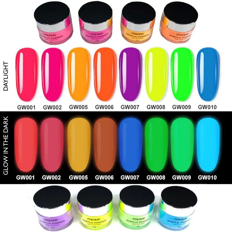 Acrylic Nail Powders ~ Glow in the Dark Collection