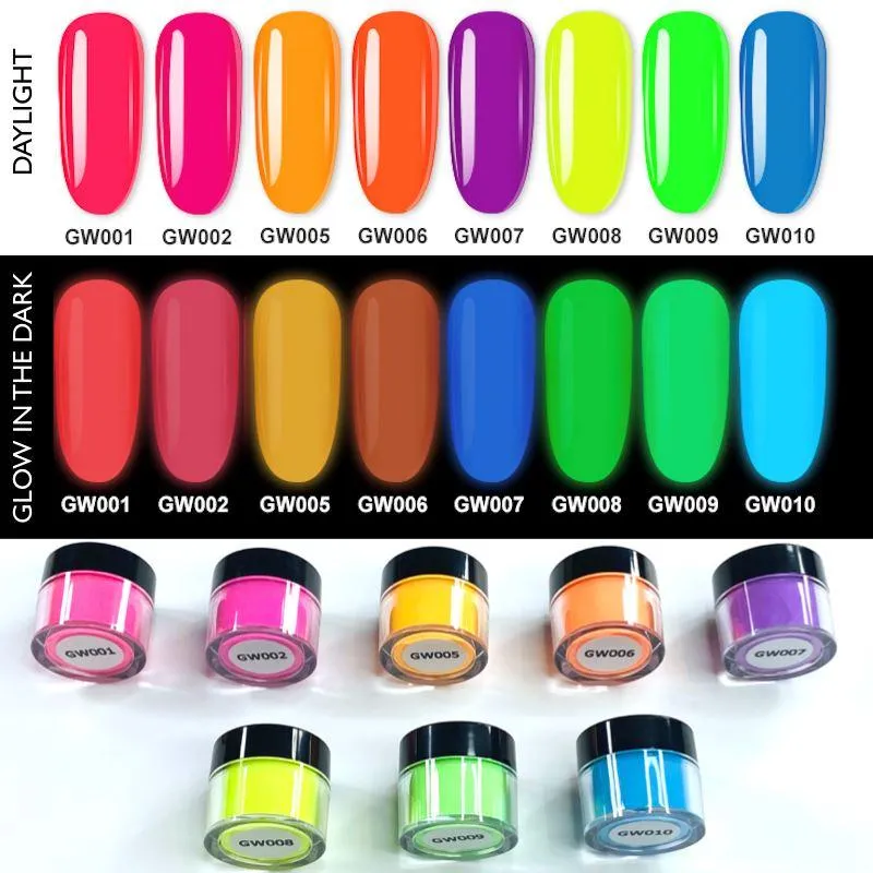 Acrylic Nail Powders ~ Glow in the Dark Collection