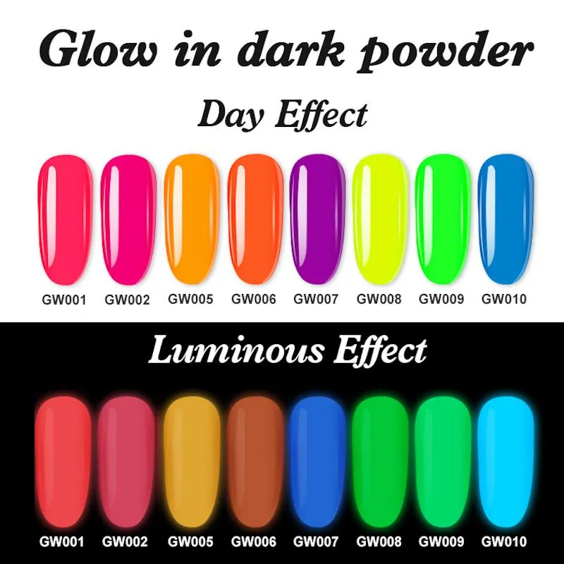 Acrylic Nail Powders ~ Glow in the Dark Collection