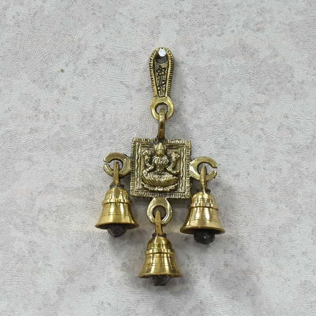 Antique Brass 3 Bells Door/Wall Hanging with Laxmi Figurine