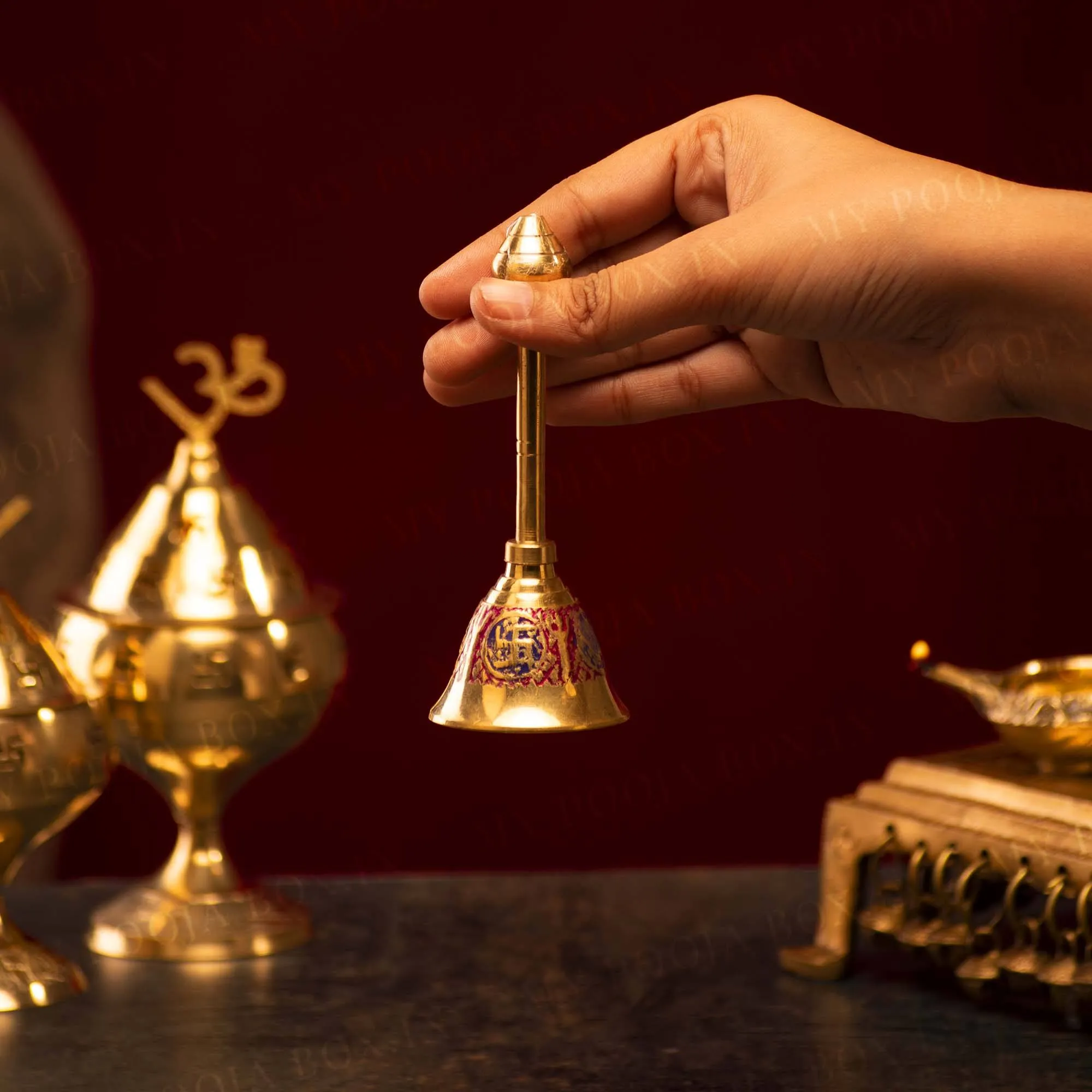 Artistic Om Swastik Brass Pooja Bell