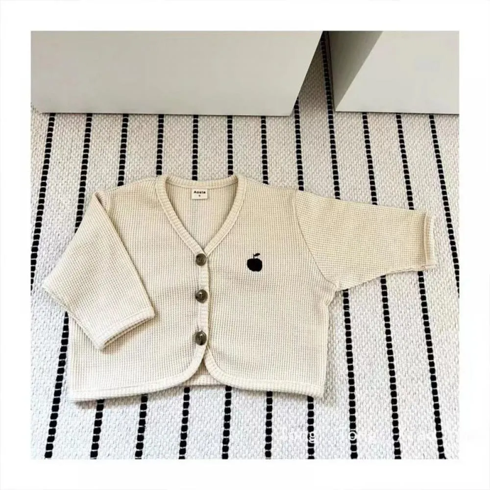 Autumn Thin Coat Unisex Baby Waffle Pattern Long-sleeved Cardigan Baby Clothes In Bulk