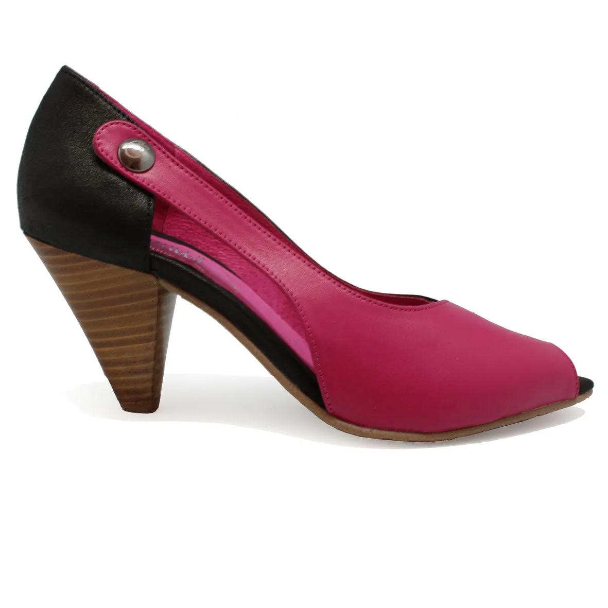 Avec Lait - Fuchsia Black peep toe shoe- last pair 41