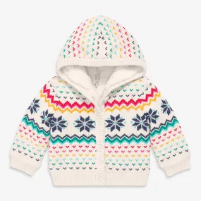 Baby rainbow snowflake fair isle hoodie cardigan