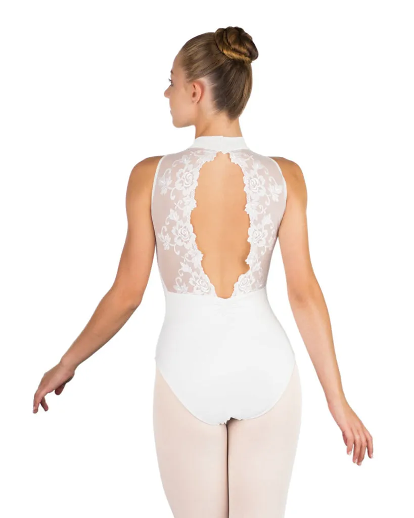 Ballet Rosa Amelie Floral Mesh Lace Open Back Sleeveless Leotard - Womens