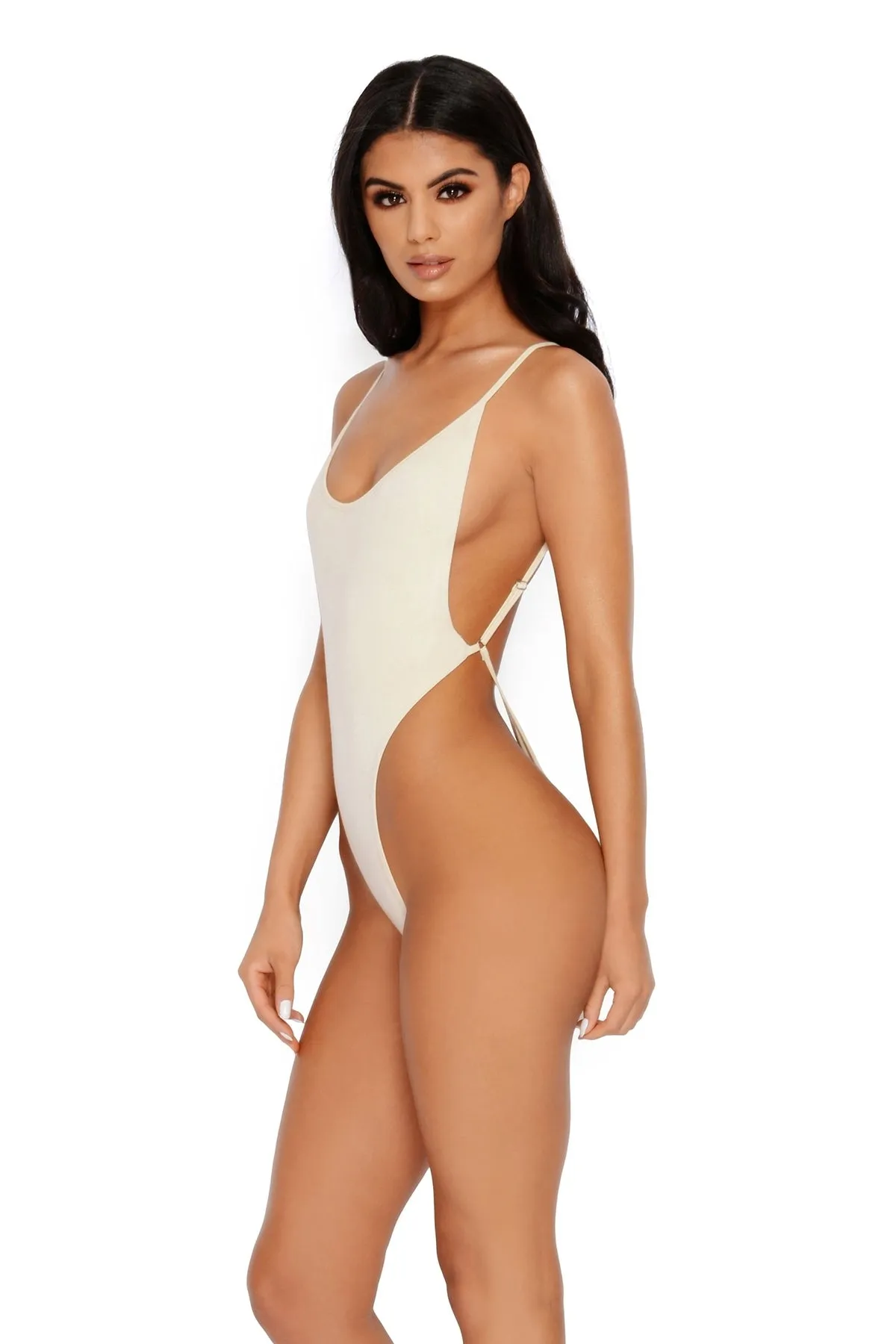 Bare Necessities Scoop Neck Low Back Double Layered Bodysuit in Cream