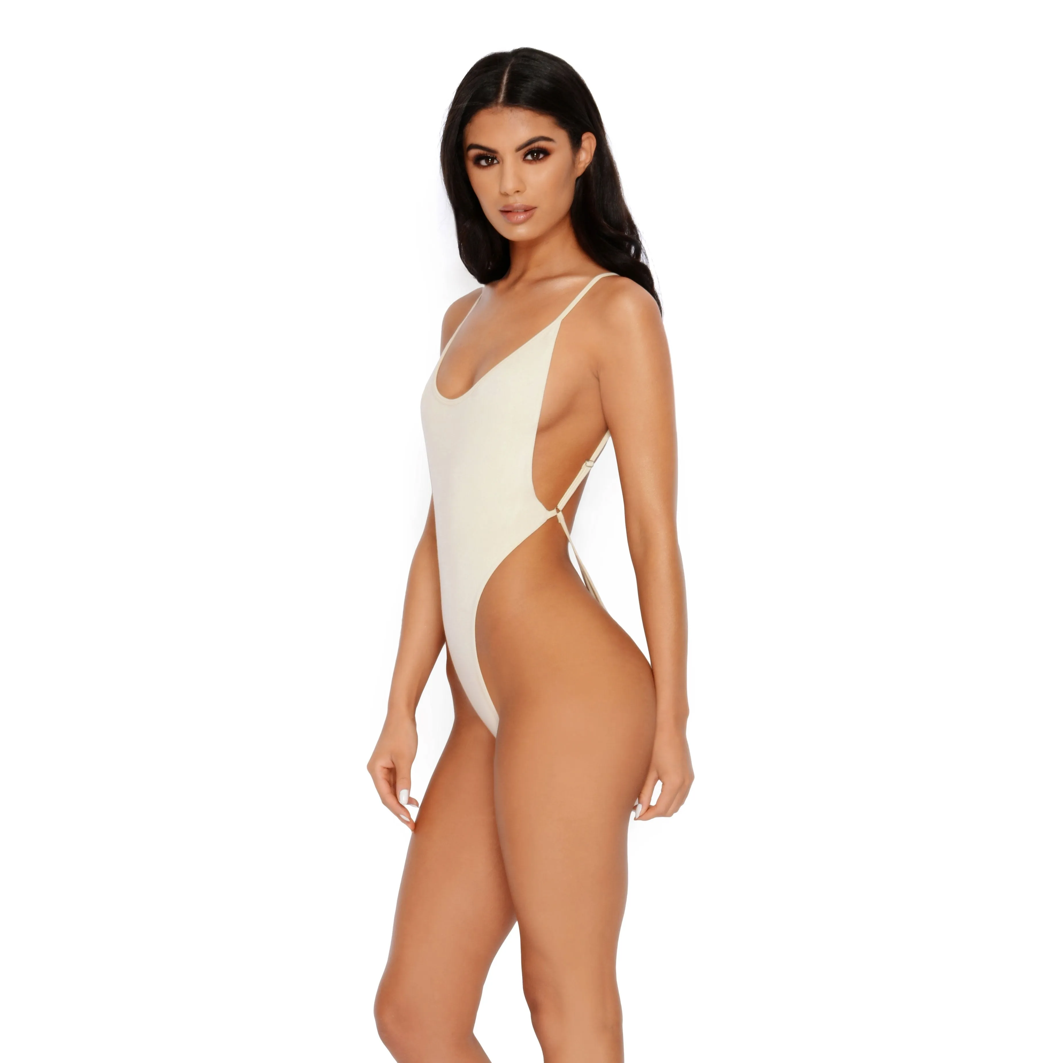 Bare Necessities Scoop Neck Low Back Double Layered Bodysuit in Cream