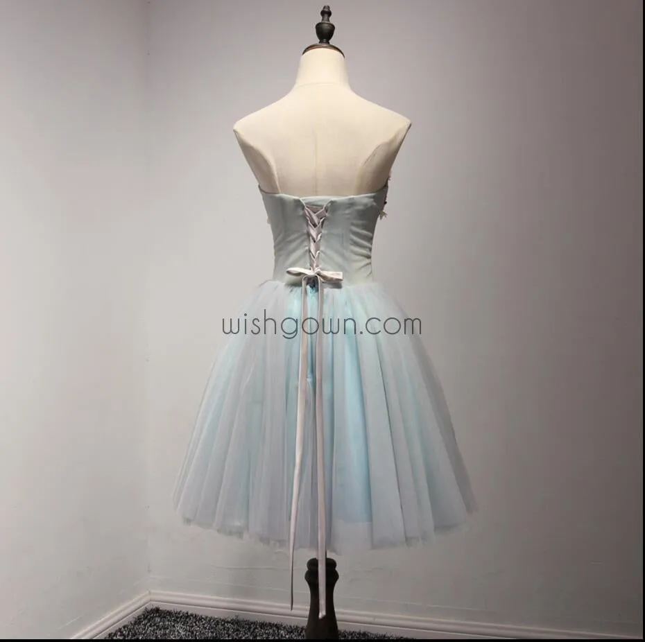 Beautiful Sweet Heart Light Blue Short Homecoming Dresses, WG803