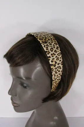 Beige Brown Animal Print Leopard Head Wide Band Chic Women Trendy