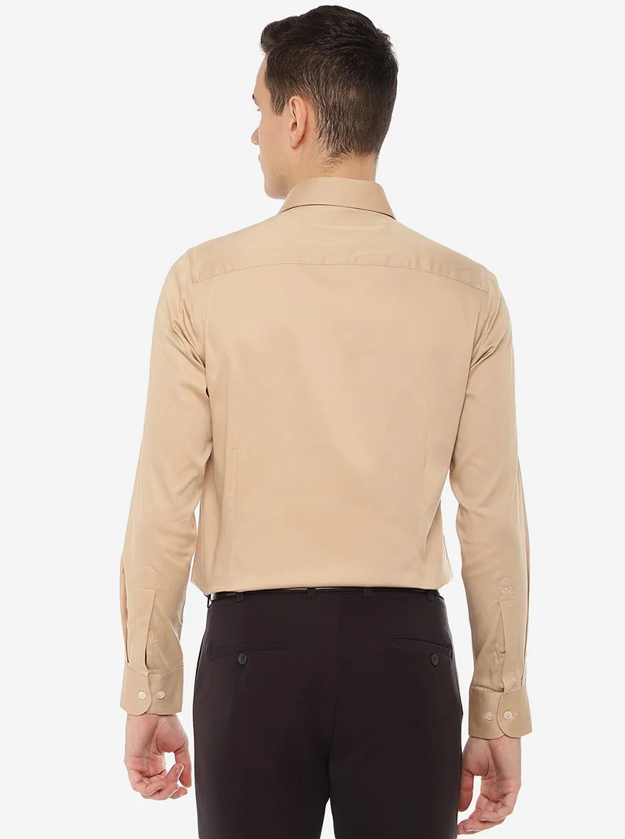 Beige Solid Slim Fit Party Wear Shirt | Wyre