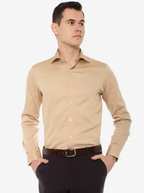 Beige Solid Slim Fit Party Wear Shirt | Wyre