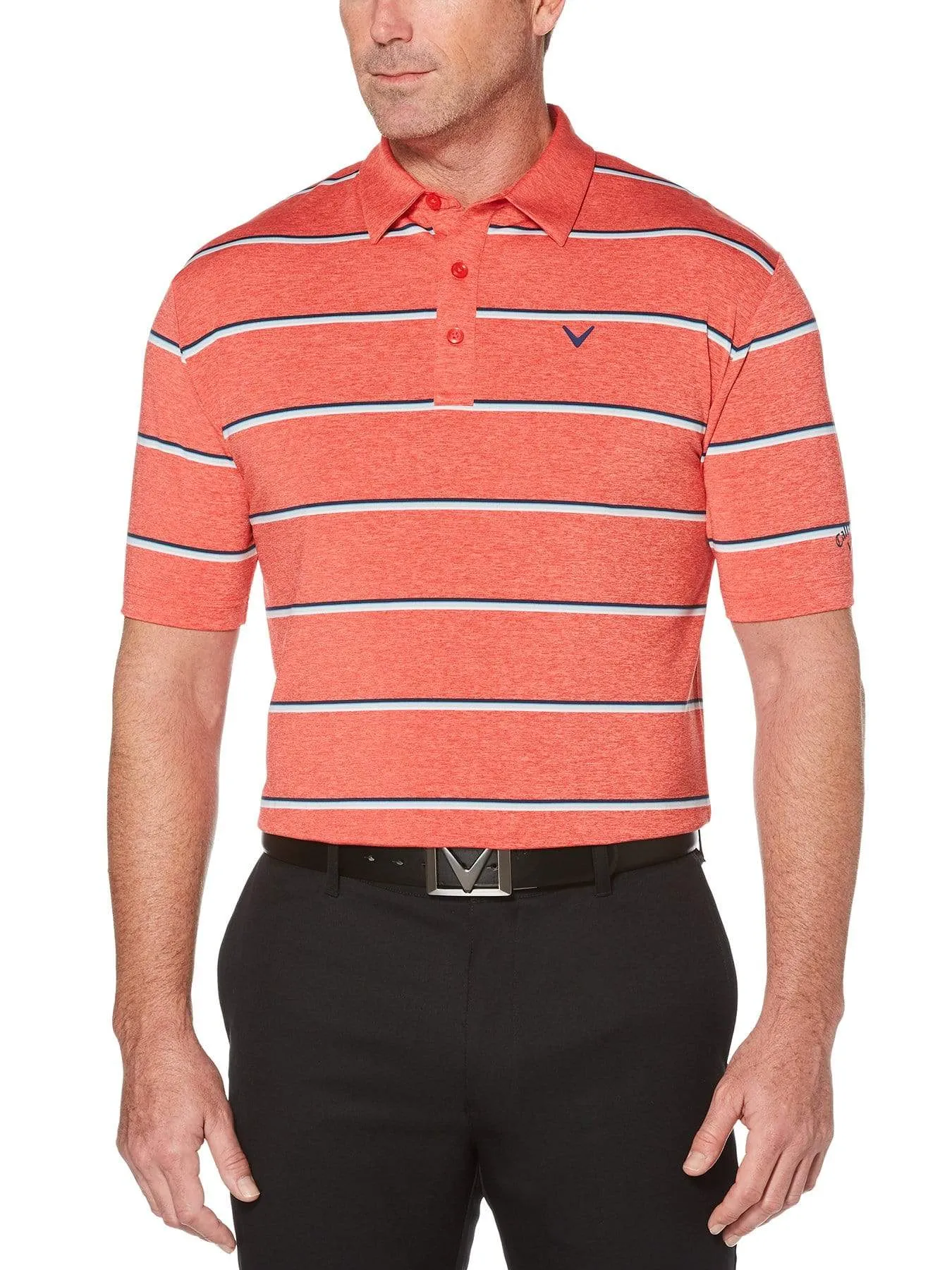 Big & Tall Cooling Roadmap Stripe Polo With Chevron