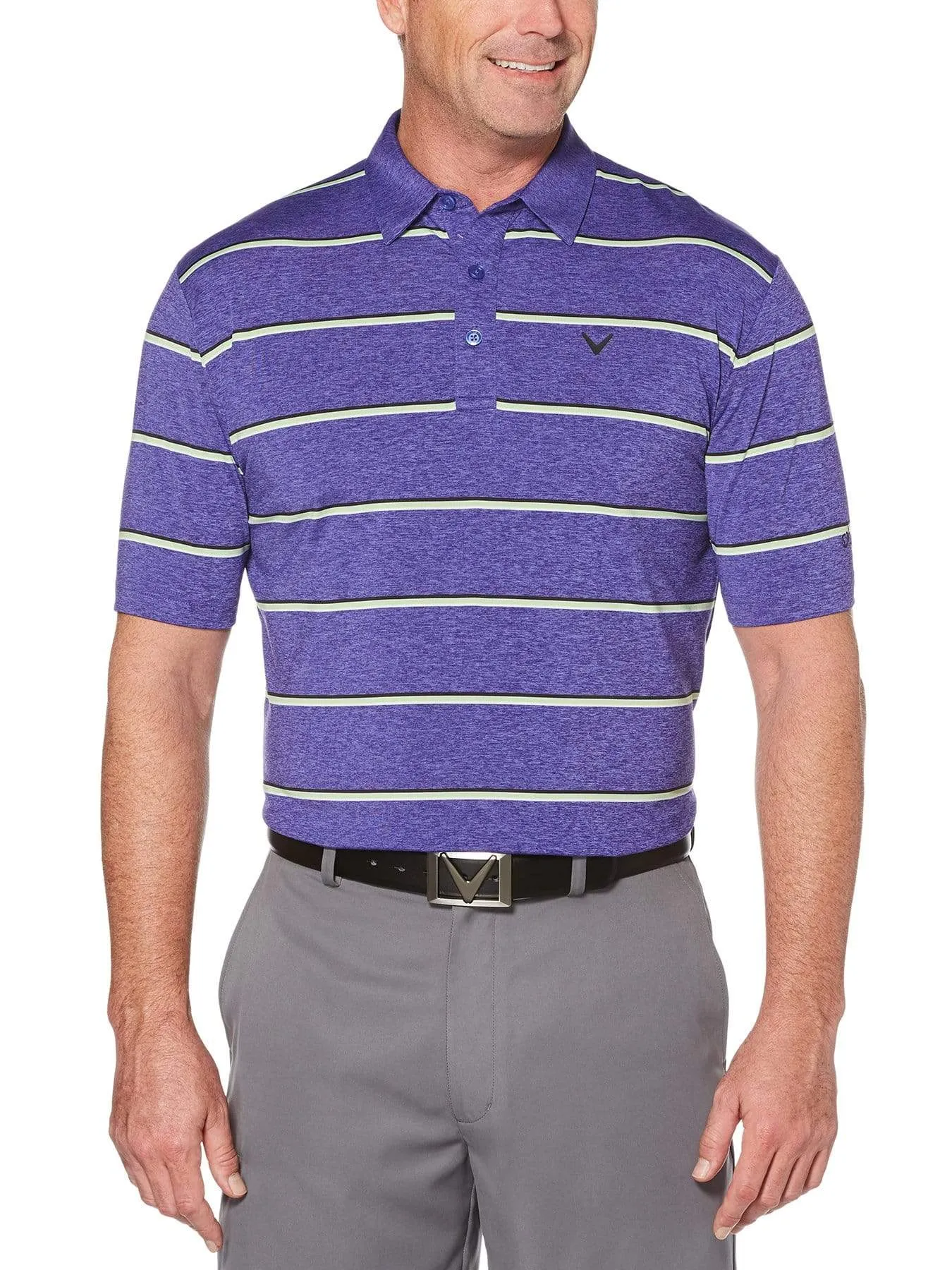 Big & Tall Cooling Roadmap Stripe Polo With Chevron