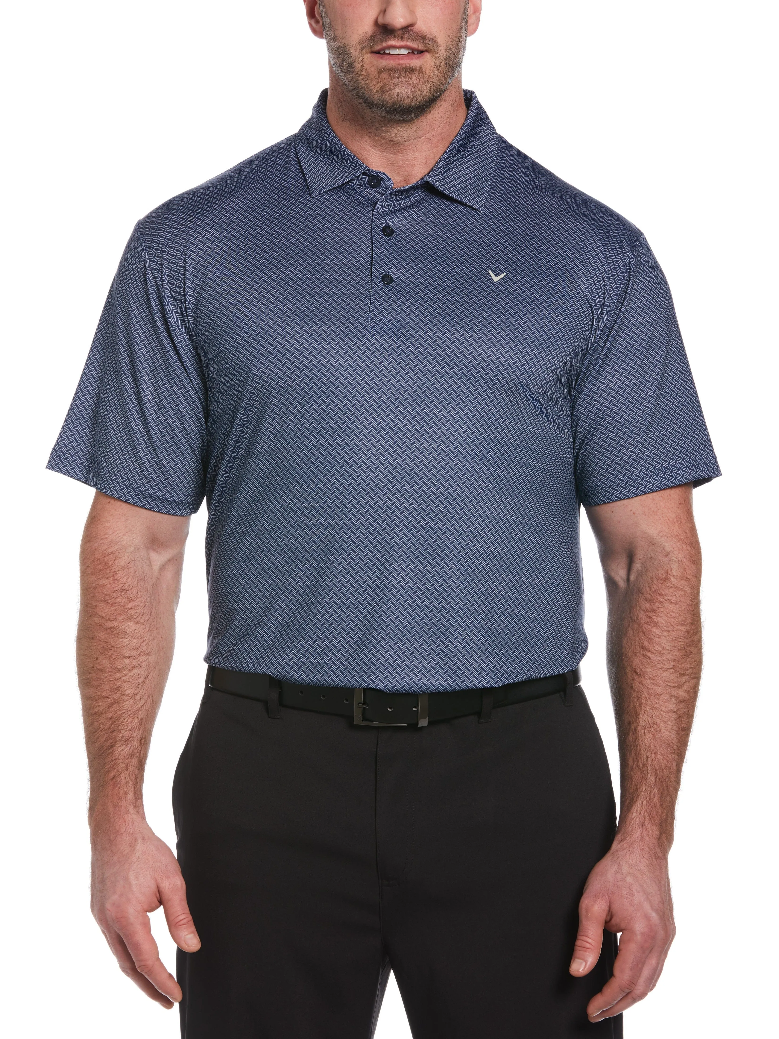 Big & Tall Herringbone Print Polo