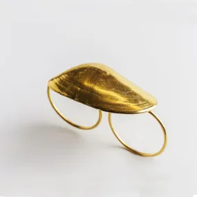 Big clam - ring - silver 925 - gold plated