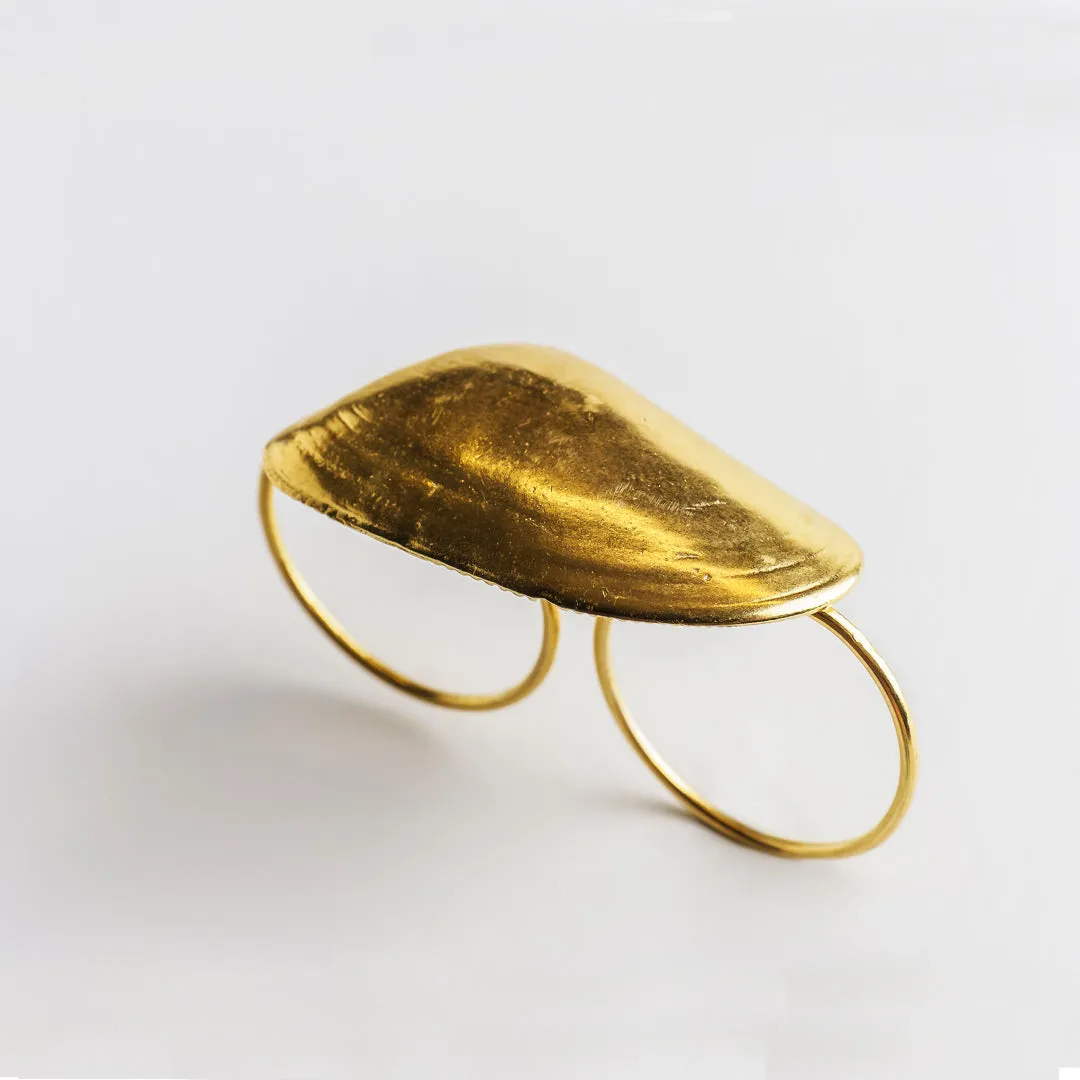 Big clam - ring - silver 925 - gold plated