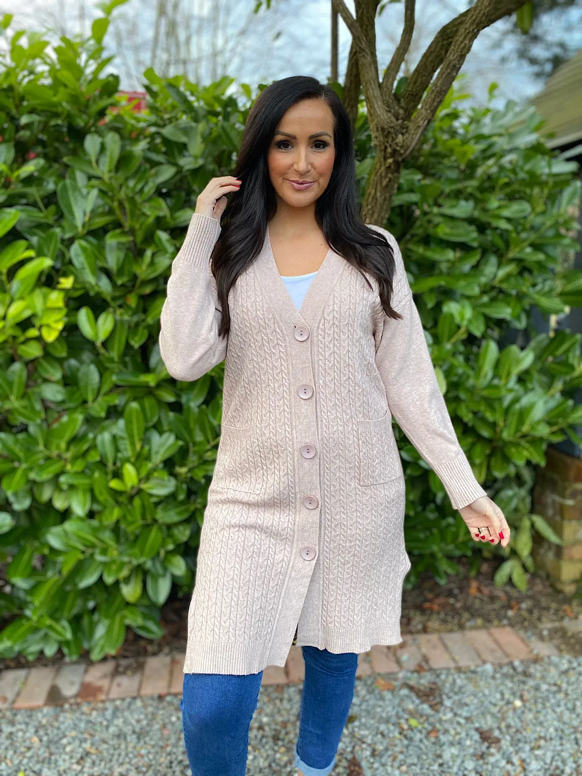 Biscuit Premium Cable Knit Cardigan Vicky